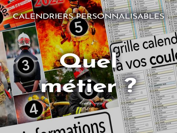 Calendrier personnalisé de pompiers 12 mois 2 faces N°2 - Bloc Publicitaire