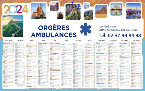 Calendrier 2024 publicitaire souple ambulance