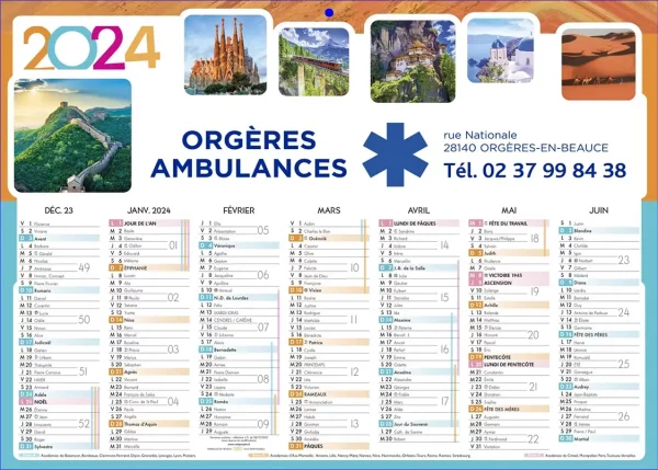 Calendrier ambulances publicitaire personnalisé pour l'ambulancier