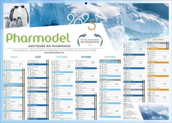 Calendrier bancaire publicitaire Green 2 faces 14 mois