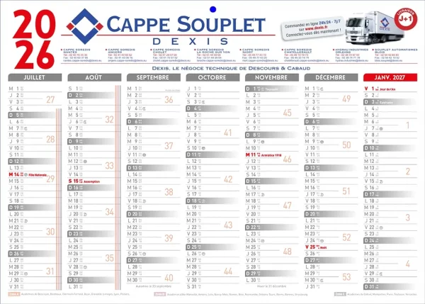 calendrier sous-main publicitaire 2026 personnalisé avec photos et logo