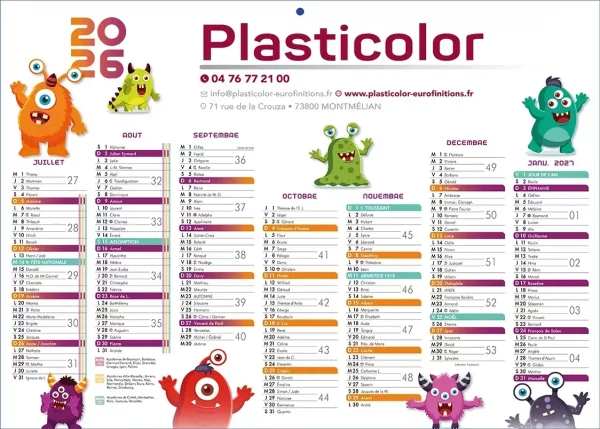 Calendrier publicitaire bancaire Super Héros 2 faces 14 mois