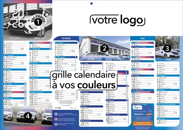 Calendrier bancaire Ambulances 2 faces 14 mois