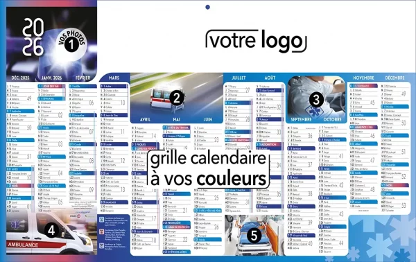 Calendrier Classique Ambulancier 14 mois sur une face