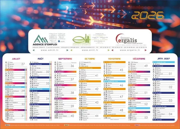 Calendrier bancaire personnalisé  Métavers 2 faces 14 mois