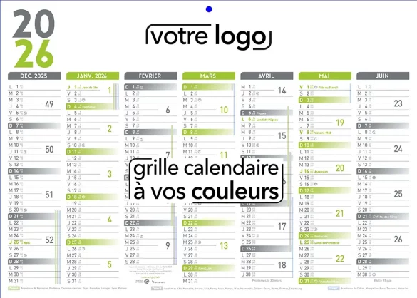 calendrier publicitaire bancaire personnalisé avec votre publicité et logos