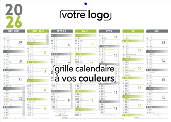 calendrier publicitaire bancaire personnalisé avec votre publicité et logos