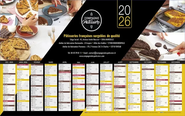 Calendriers 13 mois sur une face 100% personnalisés N°24