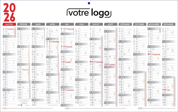 calendrier professionnel personnalisé pour l'entreprise avec son logo