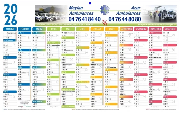 Calendrier Maxi-bancaire publicitaire Couleur