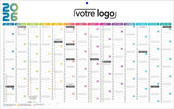 Impression calendrier illustré sous-main publicitaire rigide cartonné