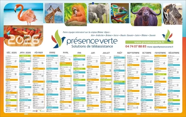 Calendrier Banque cartonné 1 face 13 mois