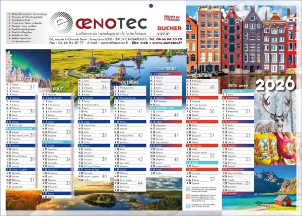 Calendrier personnalisé banque Voile 2 faces 14 mois