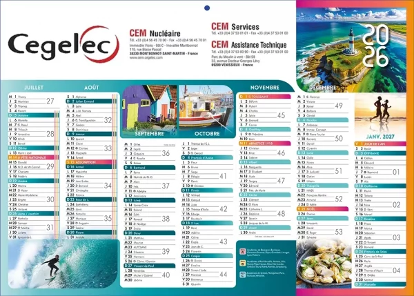 Calendrier de poche publicitaire pour les professionnels