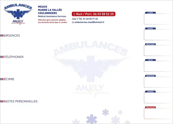 Sous-main publicitaire avec logo et photos pour les professionnels
