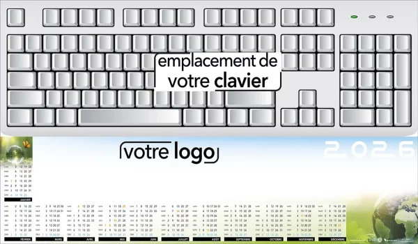 Impression sous-main clavier personnalisable avec calendrier