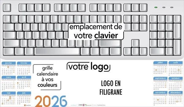Calendrier sous-main personnalisé clavier ordinateur