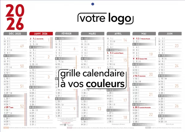 calendrier personnalisé bancaire d'entreprise pas cher