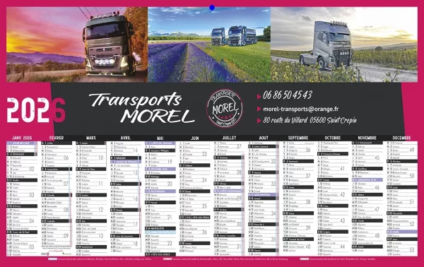 Calendrier 12 mois sur une face 100% personnalisé N°22