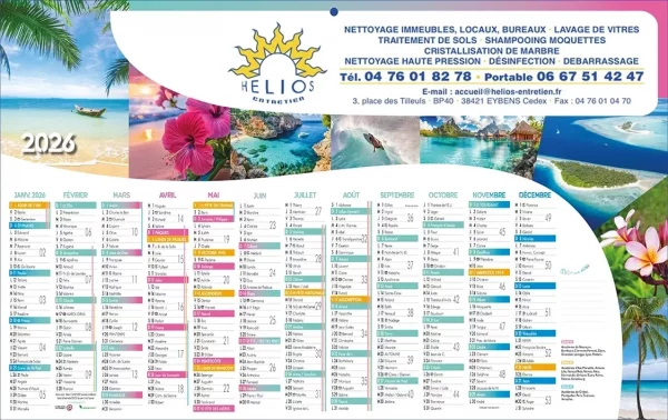 Calendrier Maxi-bancaire personnalisé Îles 12 mois sur une face