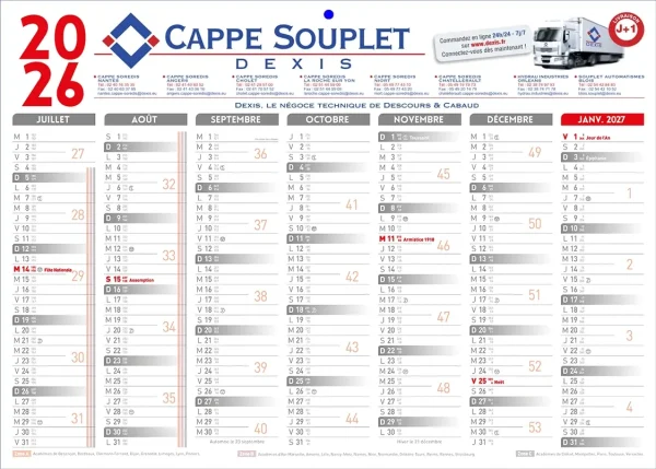 calendrier sous-main publicitaire 2026 personnalisé avec photos et logo