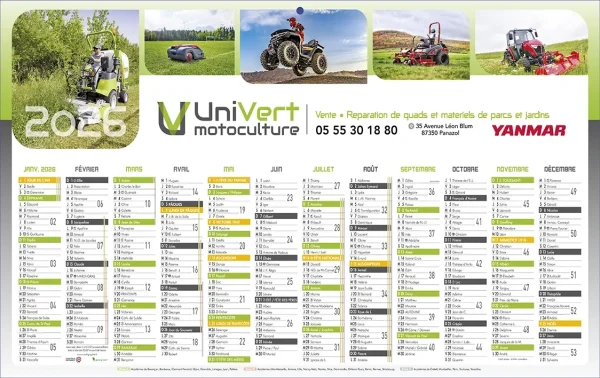 Calendriers 100% personnalisés N°23 - 13 mois sur une face