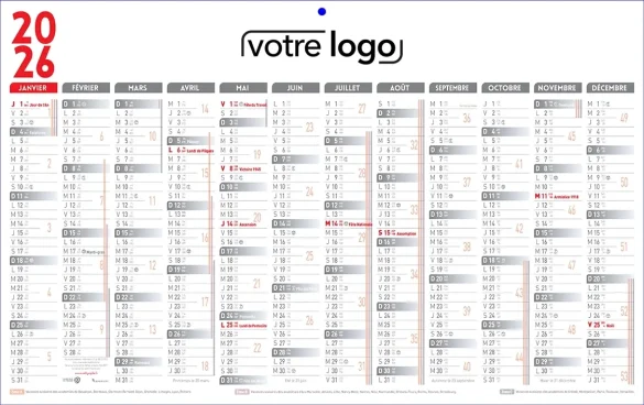 calendrier professionnel personnalisé pour l'entreprise avec son logo