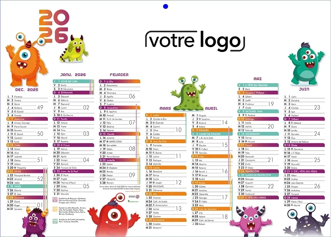 Calendrier-AlmanachR calendrier personnalisé bancaire pour mon entreprise pas cher