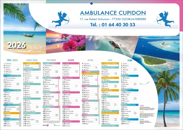 Calendrier ambulances personnalisable avec des ambulances pas cher