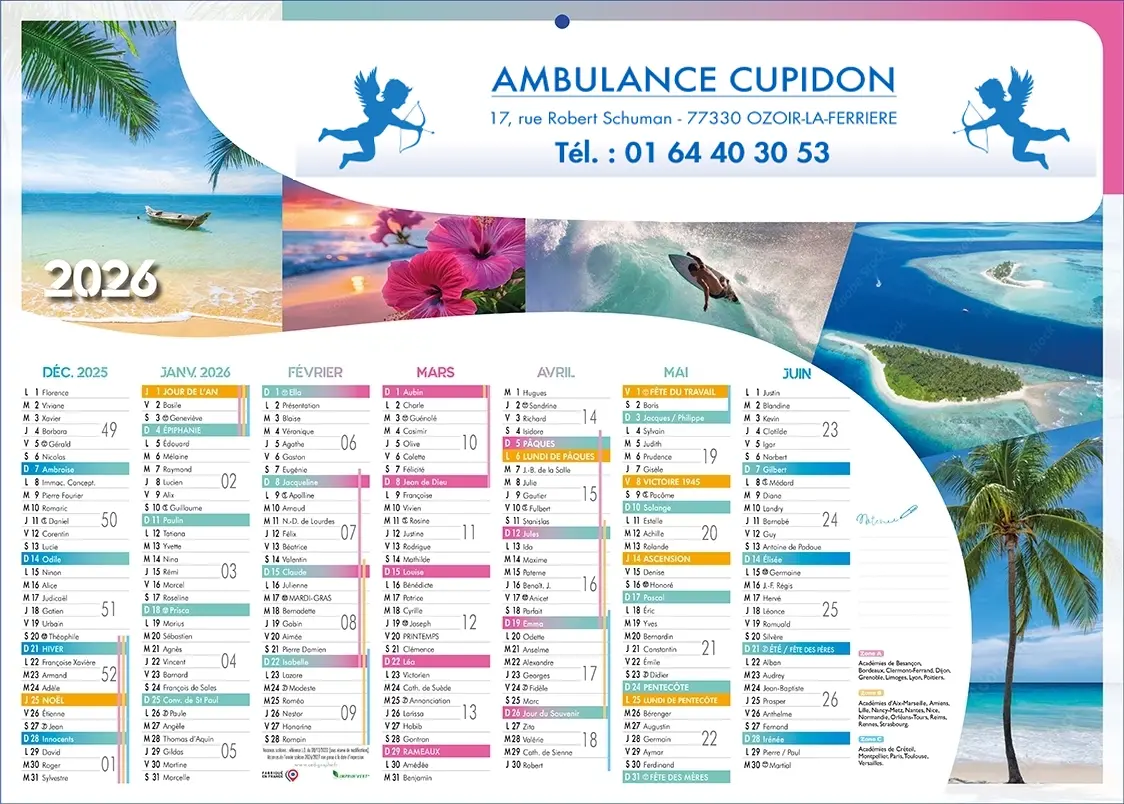 Calendrier-Ambulance-IlesR Calendrier ambulances personnalisable avec des ambulances pas cher