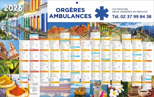 Calendrier ambulance personnalisable pour l'ambulancier