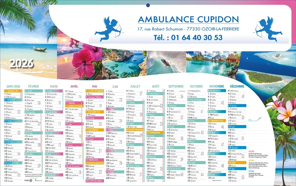 Calendrier-Ambulance-PlanIlesR Calendrier pub ambulance avec croix de vie