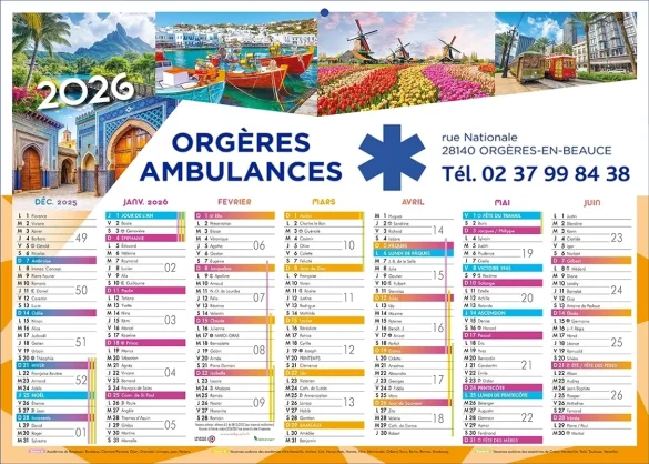 Calendrier ambulances publicitaire personnalisé pour l'ambulancier