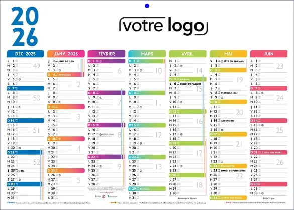 Calendrier bancaire Couleur Ambulancier 2 faces 14 mois