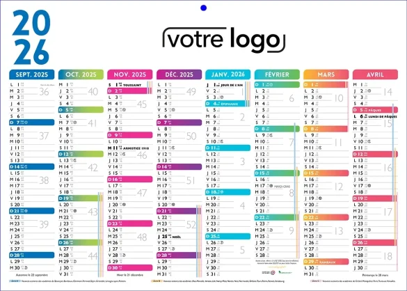 Calendrier bancaire Couleur Ambulancier 2 faces 16 mois