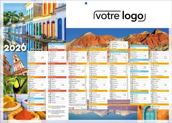 calendrier publicitaire banque avec l'impression de vos photos