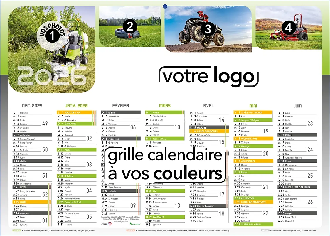 Calendrier-Personnalise-10R Impression calendriers de poche 2026 illustré personnalisé pour l'entreprise