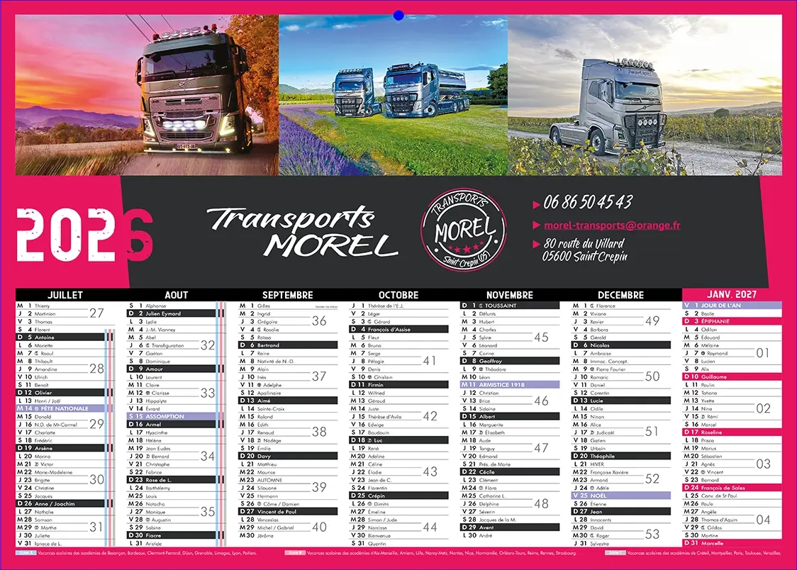 Calendrier-Personnalise-14V calendrier publicitaire banque avec impression de vos photos