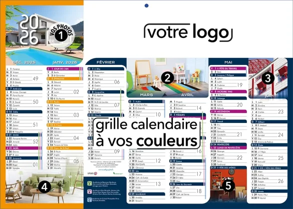 calendrier de poche 2026 2027 personnalisé avec un vaste marquage publicitaire