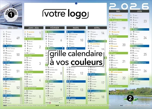 calendriers de poche publicitaires dépliant d'entreprise avec votre logo