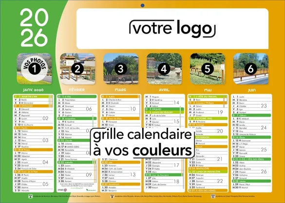 calendrier publicitaire 2026 2027 personnalisé avec l’impression de logo