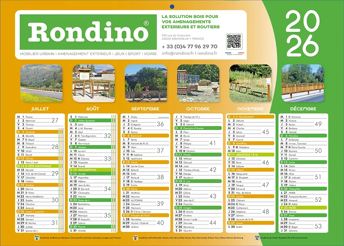 Calendrier-Personnalise-9V Calendrier 100% personnalisé N°12 - 2 faces 14 mois