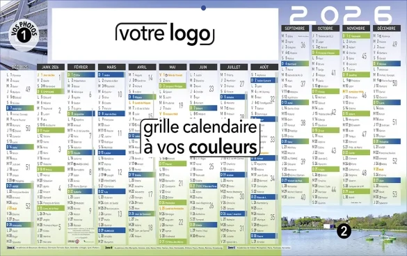 calendriers publicitaires visualisant les zones des vacances scolaires