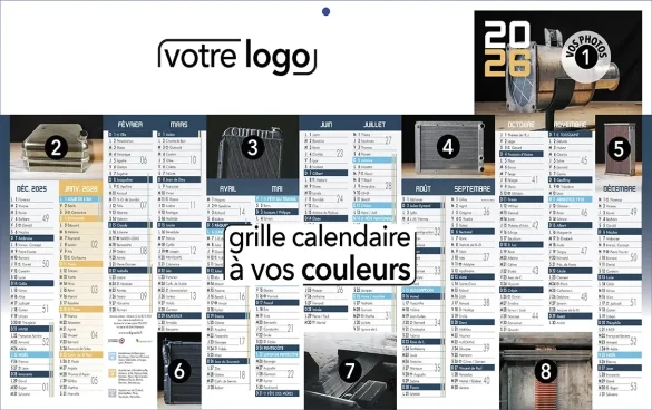 calendrier bancaire personnalisé publicitaire carton rigide contrecollé