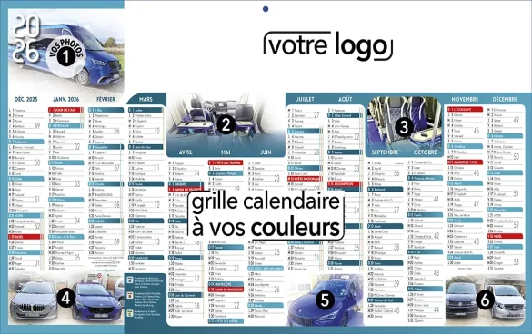 Impression calendriers professionnels personnalisés avec logo