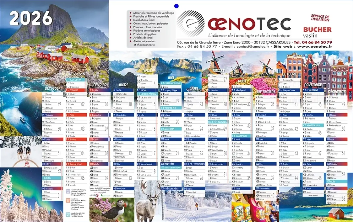 Calendrier-PlanAsieV Calendrier Maxi-bancaire personnalisé Polaire 13 mois sur une face