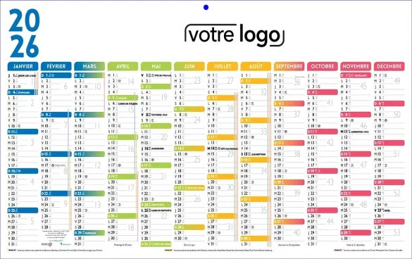 Calendrier classique couleur Ambulancier 12 mois sur une face