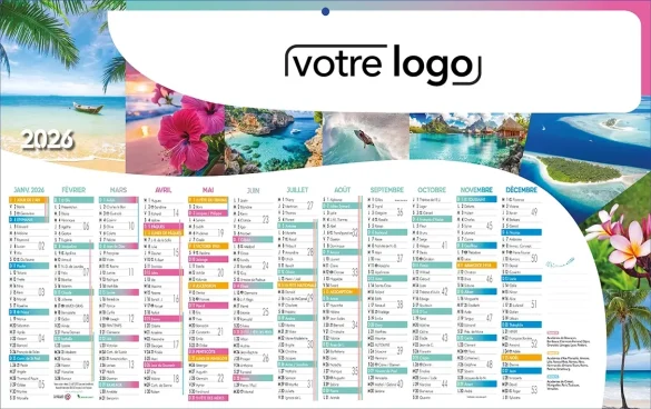 Calendrier Îles Ambulancier 12 mois sur une face