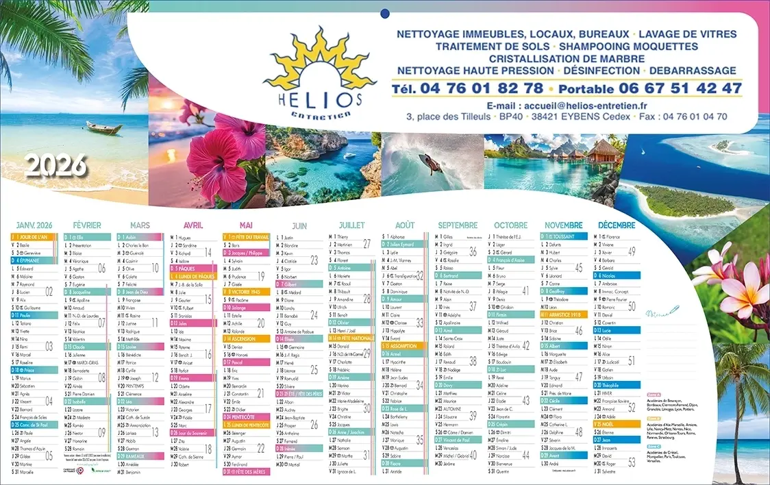 Calendrier-PlanIlesV Calendrier Maxi-bancaire personnalisé Îles 12 mois sur une face