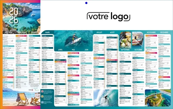calendrier bancaire publicitaire cartonné personnalisé pour l'entreprise
